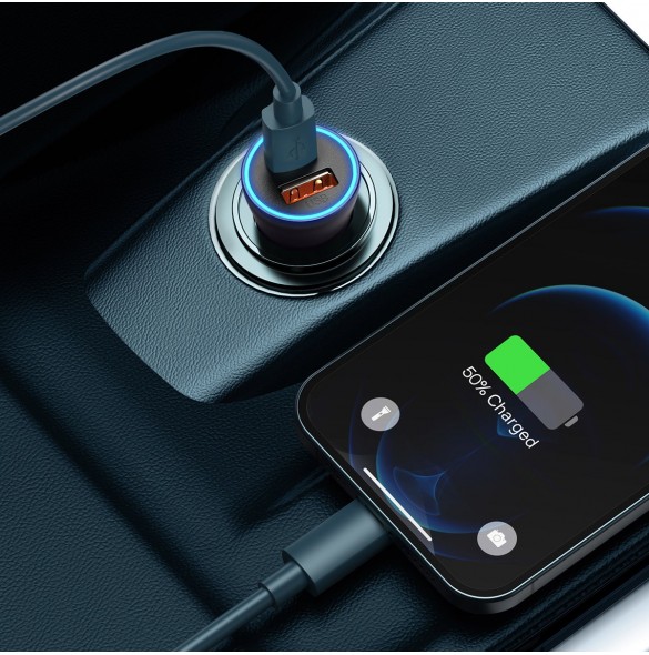 Baseus Golden Contactor Max snabb billaddare USB + USB typ C 60 W Quick Charge mörkgrå (CGJM000113)