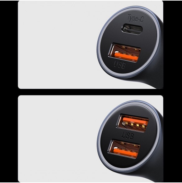 Baseus Golden Contactor Max snabb billaddare USB + USB typ C 60 W Quick Charge mörkgrå (CGJM000113)