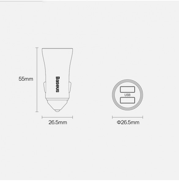 Baseus Golden Contactor Max snabb billaddare USB + USB typ C 60 W Quick Charge mörkgrå (CGJM000113)