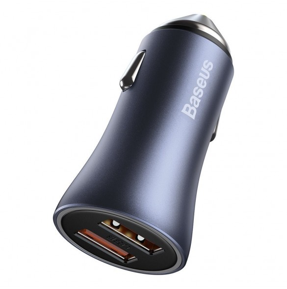 Baseus Golden Contactor Pro snabb billaddare 2x USB 40 W Snabbladdning SCP FCP AFC + USB-kabel - USB Typ C grå (TZCCJD-A0G)