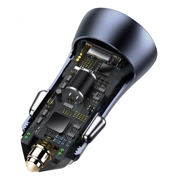 Baseus Golden Contactor Pro snabb billaddare 2x USB 40 W Snabbladdning SCP FCP AFC + USB-kabel - USB Typ C grå (TZCCJD-A0G)