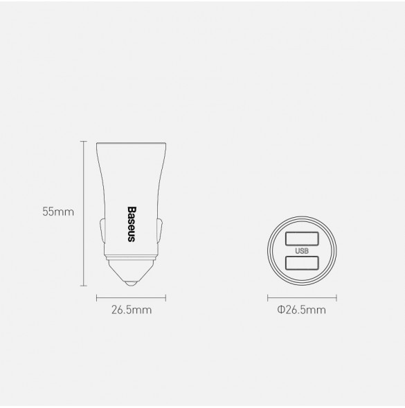 Baseus Golden Contactor Pro snabb billaddare 2x USB 40 W Snabbladdning SCP FCP AFC + USB-kabel - USB Typ C grå (TZCCJD-A0G)