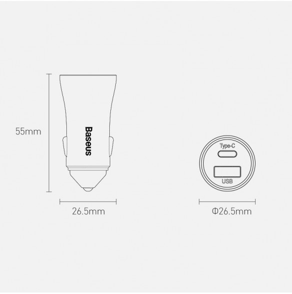 Baseus Golden Contactor Pro snabb billaddare USB Typ C / USB 40 W Strömförsörjning 3.0 Snabbladdning 4+ SCP FCP AFC blå (CCJD-03
