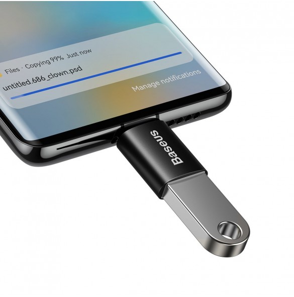 Baseus Ingenuity Series pluggadapter USB Typ C till USB-A 3.2 gen 1 svart (ZJJQ000001)