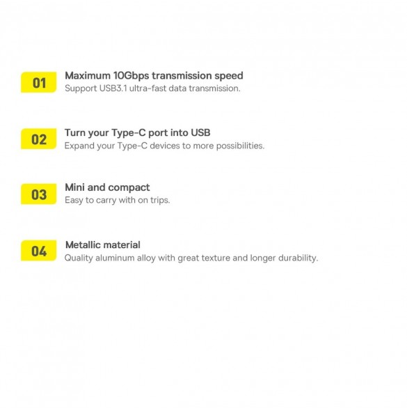 Baseus Ingenuity Series pluggadapter USB Typ C till USB-A 3.2 gen 1 svart (ZJJQ000001)