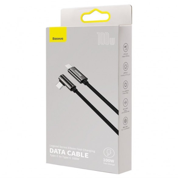 Baseus legendariska vinklade snabbladdningskabel USB typ C - USB typ C 100W 5A 1m svart (CATCS-01)