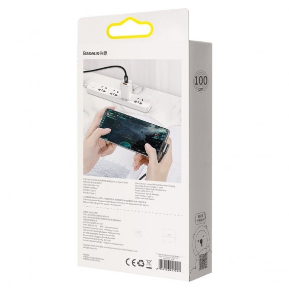 Baseus legendariska vinklade snabbladdningskabel USB typ C - USB typ C 100W 5A 1m svart (CATCS-01)
