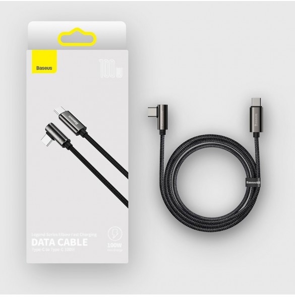 Baseus legendariska vinklade snabbladdningskabel USB typ C - USB typ C 100W 5A 1m svart (CATCS-01)