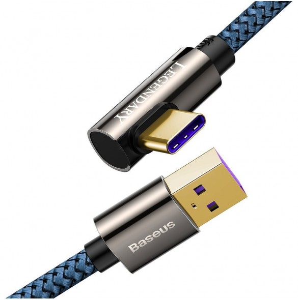 Baseus legendariska vinklade spelkabel USB - USB Typ C 66W 2m Blå (CACS000503)