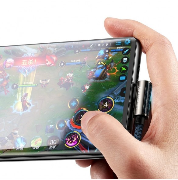 Baseus legendariska vinklade spelkabel USB - USB Typ C 66W 2m Blå (CACS000503)
