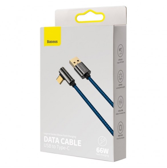 Baseus legendariska vinklade spelkabel USB - USB Typ C 66W 2m Blå (CACS000503)