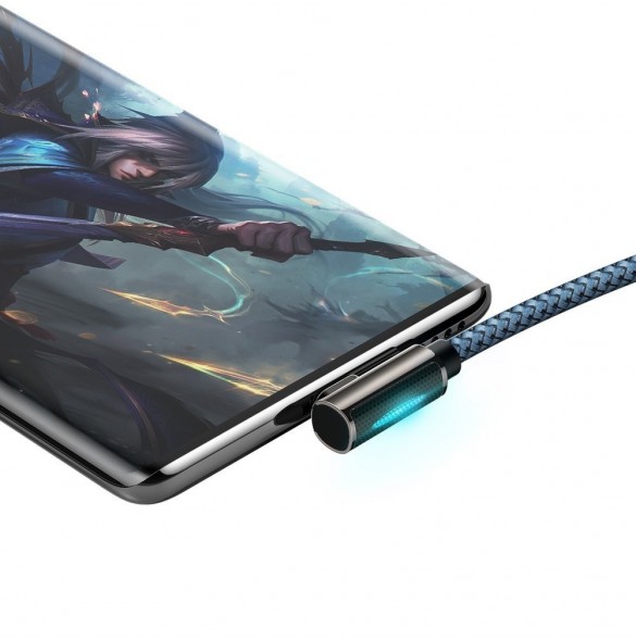 Baseus legendariska vinklade spelkabel USB - USB Typ C 66W 2m Blå (CACS000503)