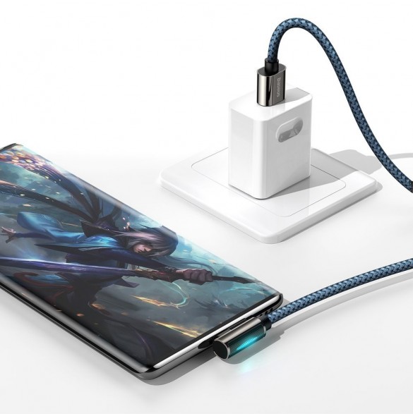 Baseus legendariska vinklade spelkabel USB - USB Typ C 66W 2m Blå (CACS000503)