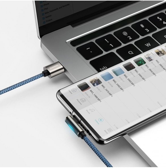 Baseus legendariska vinklade spelkabel USB - USB Typ C 66W 2m Blå (CACS000503)