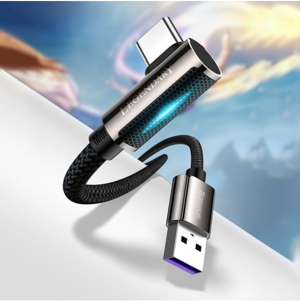 Baseus legendariska vinklade spelkabel USB - USB Typ C 66W 2m Blå (CACS000503)