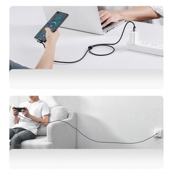 Baseus legendariska vinklade spelkabel USB - USB Typ C 66W 2m Blå (CACS000503)