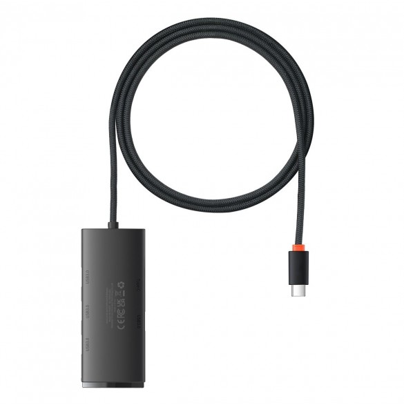 Baseus Lite Series HUB-adapter USB Typ C - 4x USB 3.0 1m svart (WKQX030401)
