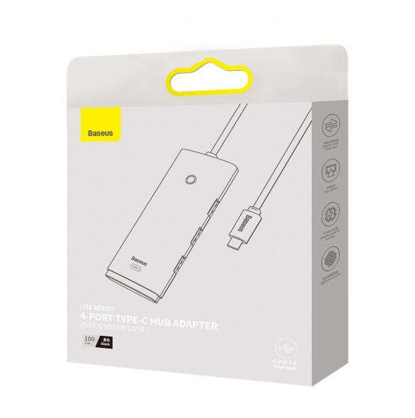 Baseus Lite Series HUB-adapter USB Typ C - 4x USB 3.0 1m svart (WKQX030401)