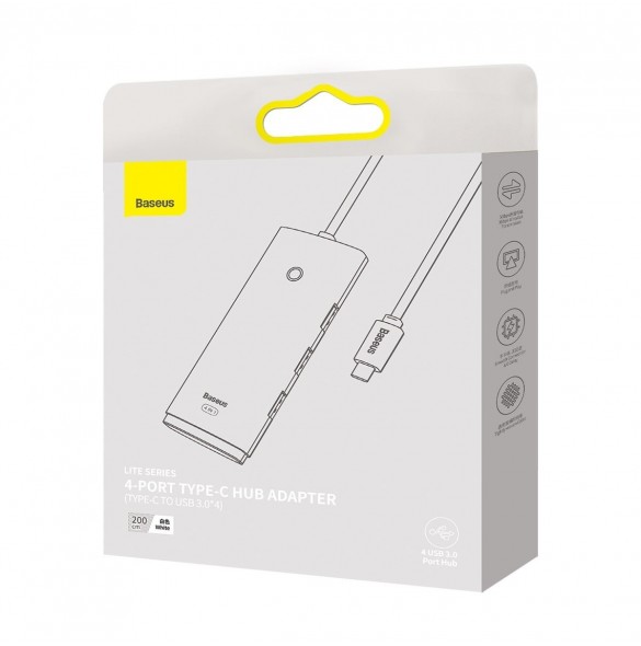 Baseus Lite Series HUB-adapter USB Typ C - 4x USB 3.0 2m vit (WKQX030502)