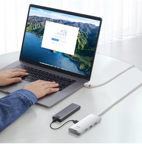 Baseus Lite Series HUB-adapter USB Typ C - 4x USB 3.0 2m vit (WKQX030502)