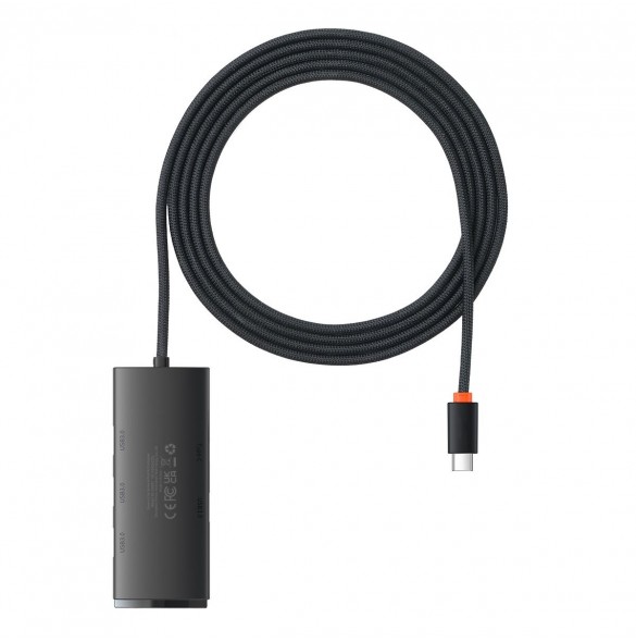 Baseus Lite Series HUB USB Typ C-adapter - 4x USB 3.0 2m svart (WKQX030501)