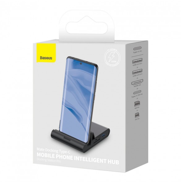 Baseus Mate dockningsstation för telefon USB Typ C HUB svart (WKMD000001)