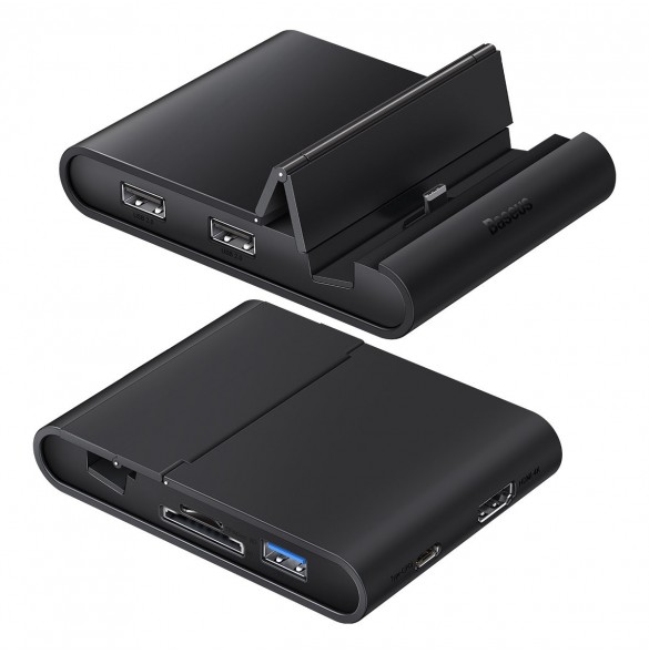 Baseus Mate dockningsstation för telefon USB Typ C HUB svart (WKMD000001)
