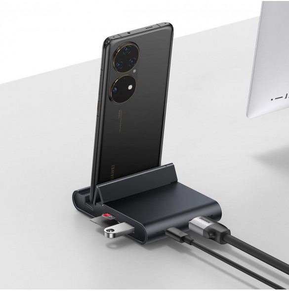Baseus Mate dockningsstation för telefon USB Typ C HUB svart (WKMD000001)