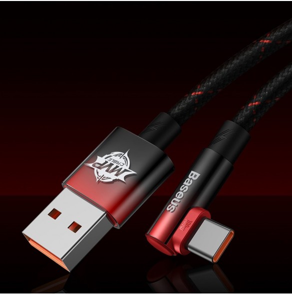 Baseus MVP 2 armbåge rätvinklad strömförsörjningskabel med sido-USB/USB Type C-kontakt 1m 100W 5A Röd (CAVP000420)