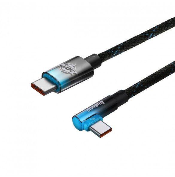 Baseus MVP Vinklad armbågskabel Strömförsörjningskabel med sidokontakt USB Typ C / USB Typ C 2m 100W 5A blå (CAVP000721)