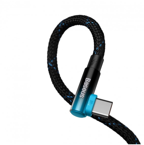 Baseus MVP Vinklad armbågskabel Strömförsörjningskabel med sidokontakt USB Typ C / USB Typ C 2m 100W 5A blå (CAVP000721)
