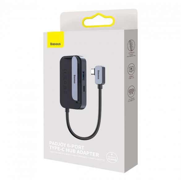 Baseus PadJoy universal 6in1 USB-C USB-C HUB för surfplatta / smartphone - mörkgrå