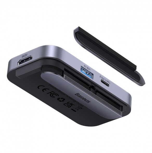 Baseus PadJoy universal 6in1 USB-C USB-C HUB för surfplatta / smartphone - mörkgrå