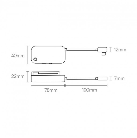 Baseus PadJoy universal 6in1 USB-C USB-C HUB för surfplatta / smartphone - mörkgrå