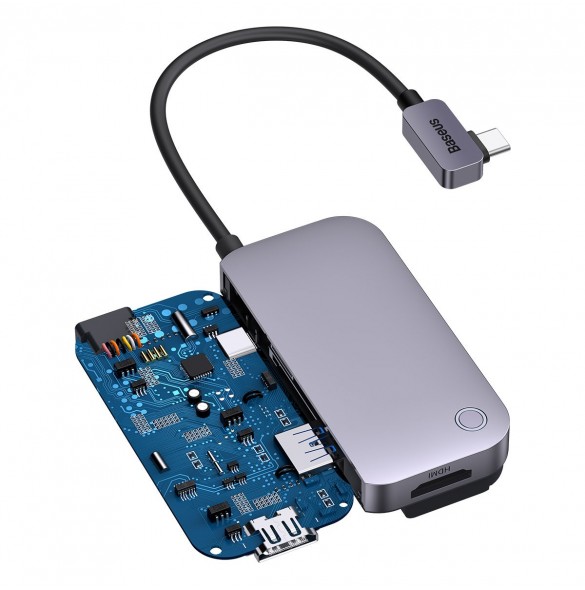 Baseus PadJoy universal USB-C HUB för surfplatta / smartphone 4in1 USB-C - mörkgrå