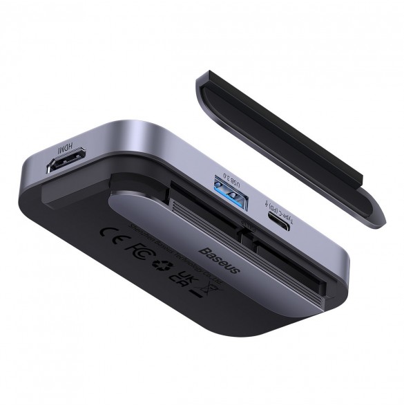 Baseus PadJoy universal USB-C HUB för surfplatta / smartphone 4in1 USB-C - mörkgrå