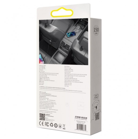 Baseus Share Together billaddare 2x USB / 2x USB Type C 120W PPS Quick Charge Power Delivery grå (CCBT-A0G)