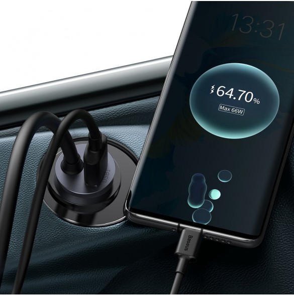 Baseus Share Together billaddare 3x USB / USB Typ C 120W PPS Quick Charge Power Delivery grå (CCBT-B0G)