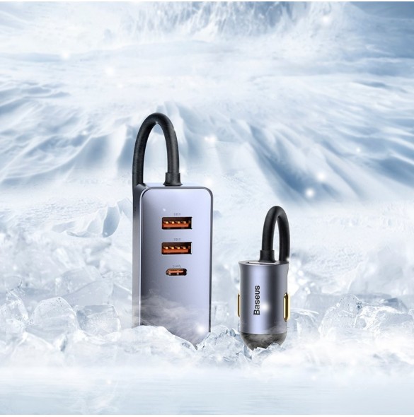 Baseus Share Together billaddare 3x USB / USB Typ C 120W PPS Quick Charge Power Delivery grå (CCBT-B0G)