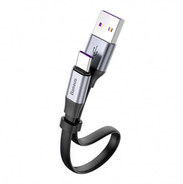 Baseus Enkel platt kabel USB-kabel / USB Typ C SuperCharge 5A 40W Quick Charge 3.0 QC 3.0 23cm grå (CATMBJ-BG1)