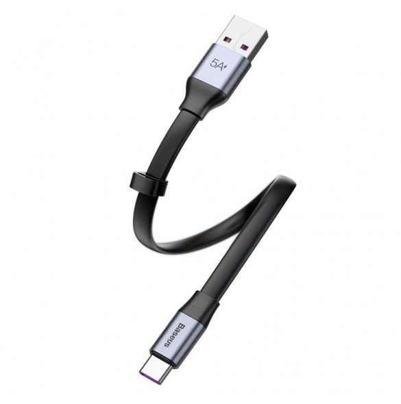 Baseus Enkel platt kabel USB-kabel / USB Typ C SuperCharge 5A 40W Quick Charge 3.0 QC 3.0 23cm grå (CATMBJ-BG1)