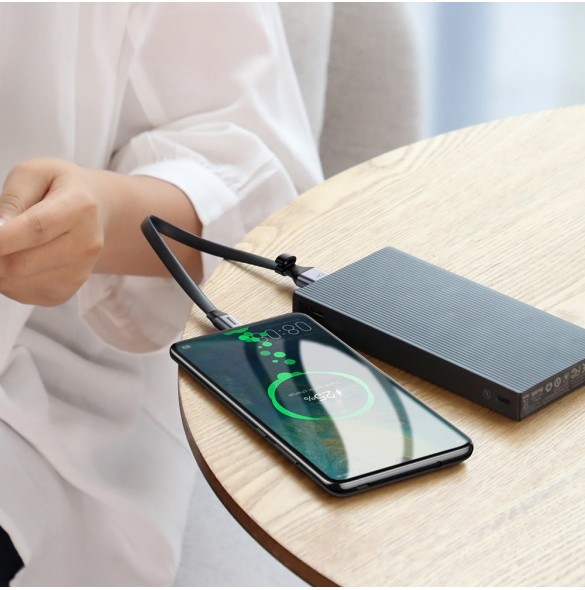 Baseus Enkel platt kabel USB-kabel / USB Typ C SuperCharge 5A 40W Quick Charge 3.0 QC 3.0 23cm grå (CATMBJ-BG1)