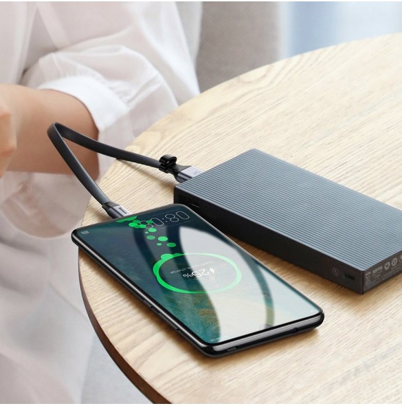 Baseus Enkel platt kabel USB-kabel / USB Typ C SuperCharge 5A 40W Quick Charge 3.0 QC 3.0 23cm grå (CATMBJ-BG1)