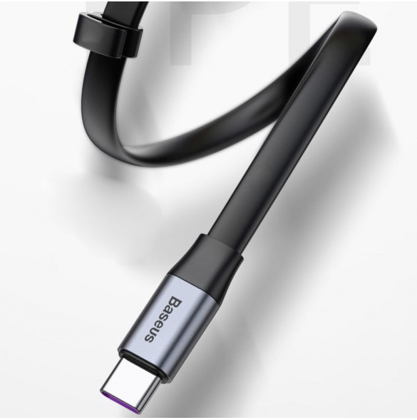 Baseus Enkel platt kabel USB-kabel / USB Typ C SuperCharge 5A 40W Quick Charge 3.0 QC 3.0 23cm grå (CATMBJ-BG1)