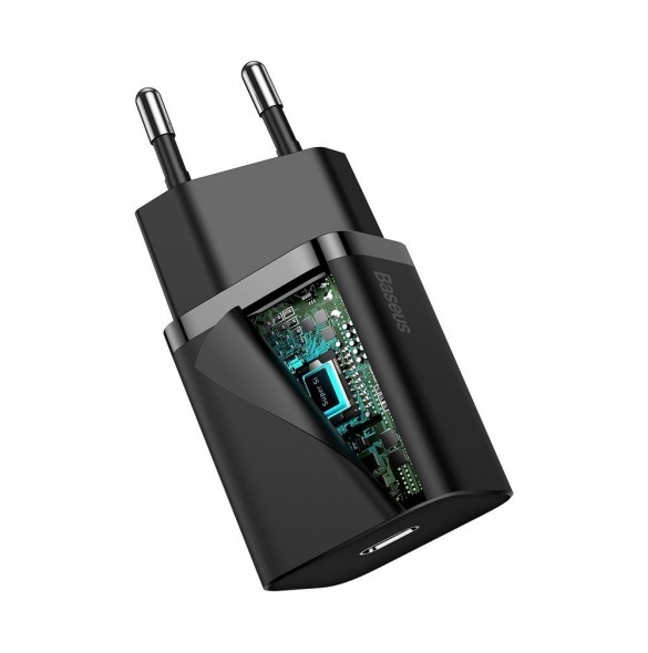 Baseus Super Si 1C snabbladdare USB Typ C 20 W Strömförsörjning svart (CCSUP-B01)