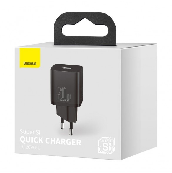 Baseus Super Si 1C snabbladdare USB Typ C 20 W Strömförsörjning svart (CCSUP-B01)