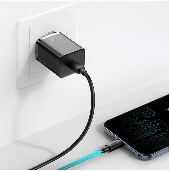 Baseus Super Si 1C snabbladdare USB Typ C 20 W Strömförsörjning svart (CCSUP-B01)