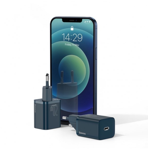 Baseus Super Si 1C snabbladdare USB Typ C 20 W Strömförsörjning blå (CCSUP-B03)