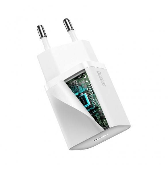 Baseus Super Si 1C snabbladdare USB Typ C 20 W Strömförsörjning vit (CCSUP-B02)