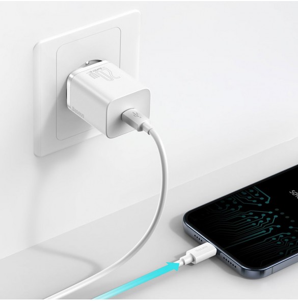 Baseus Super Si 1C snabbladdare USB Typ C 20 W Strömförsörjning vit (CCSUP-B02)
